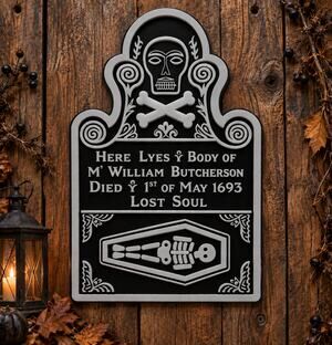 Billy Butcherson Gravestone Headstone Sign Halloween Movie Salem Massachusetts
